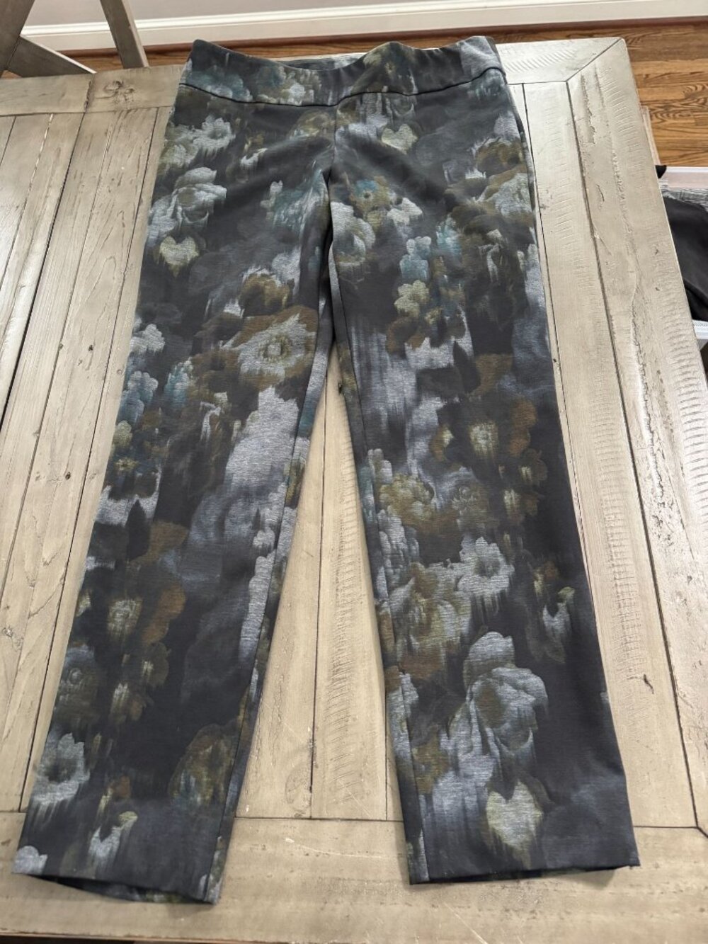 Pure Amici Floral Stretch Pull On Straight Leg Trouser Pants Size Large